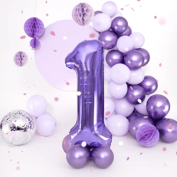 PartyPal Folija balon številka 1 vijoličen 100 cm