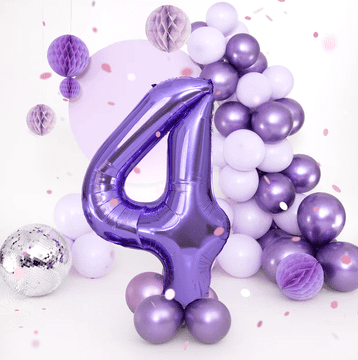 PartyPal Folija balon številka 4 vijoličen 100 cm