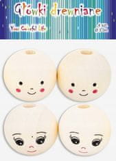 Aliga Lesene kroglice SMILE FACES 3 cm 4 kos.