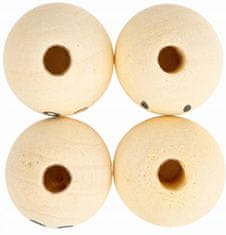 Aliga Lesene kroglice SMILE FACES 3 cm 4 kos.