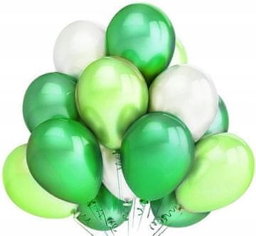 Komplet 30 belih zelenih balonov.