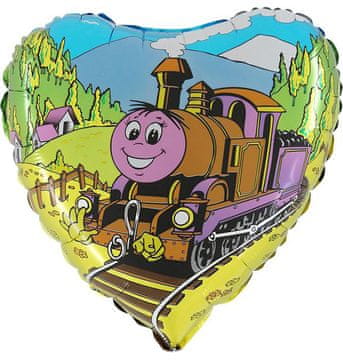 Grabo Folija balon v obliki srca z motivom lokomotive in vlaka 45 cm