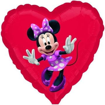 Amscan Rojstnodnevni folijski balon MINNIE MOUSE srček 45 cm