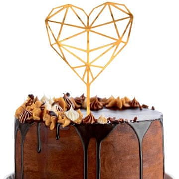 GoDan Zlata okrasna torta v obliki srca z diamanti