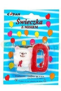 GoDan Svečka s številkami in medvedkom0 1 kos.