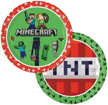 Procos MINECRAFT krožniki Pixel Game Birthday 23 cm 8 kosov.