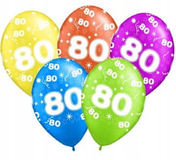 Baloni s potiskom za 80. rojstni dan "80", 5 kosov.