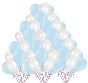 Komplet pastelnih balonov, belih in modrih, 100 kosov.