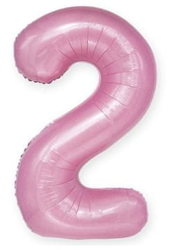 PartyPal Folija balon številka 2 TWO pastelno roza 100 cm