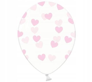 Prozorni baloni s srčki, svetlo roza, 30 cm, 1 kos.
