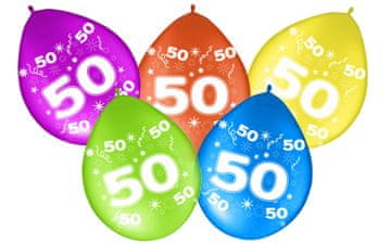 Baloni z vzvratnim tiskom, številka 50 FIFTY, 5 kosov.