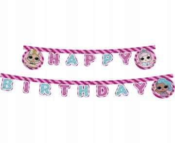 Transparent Happy Birthday LOL Glitterati, 210 cm