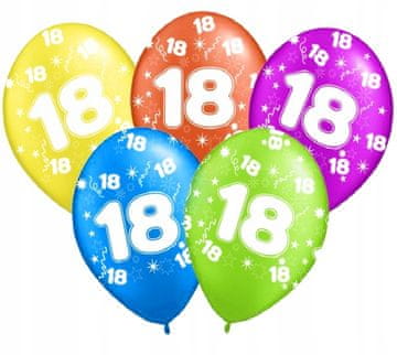 Baloni s potiskom za 18. rojstni dan "18" - 5 kosov.