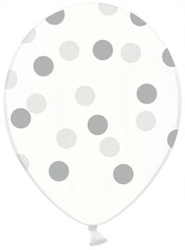 Baloni s srebrnimi pikami, kristalno prozorni, 30 cm, 1 kos.