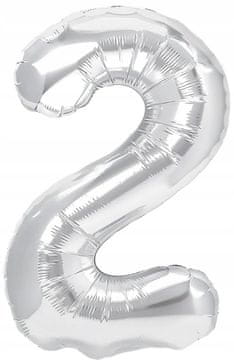 Mejix Folija balon številka DVA 2, srebrn, 40 cm