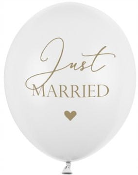 Baloni Just Married, beli, 30 cm 1 kos.