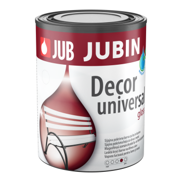 JUB JUBIN Decor universal bel 1001 sijajen 0,65 L pokrivna barva za les in kovino
