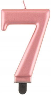 GoDan Svečka številka 7, rožnato zlato, 8 cm, 1 kos.