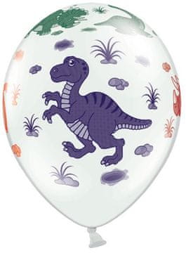 Baloni 14" pastelno beli dinozavri 1 kos.