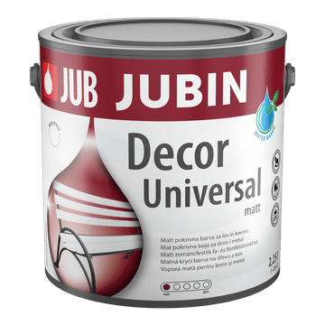 JUB JUBIN Decor universal bel 1001 mat 2,25L pokrivna barva za les in kovino
