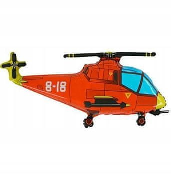 Grabo Helikopterski folijski balon rdeč mini 14", 1 kos.