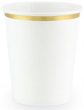 Papirnati kozarci, beli, zlat rob, 260 ml, 6 kosov.