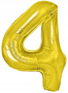 PartyPal Folija balon številka ŠTIRI 4, zlat, 40 cm