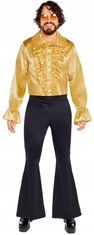 Amscan DISCO majica z zlatimi retro naborki, kostum za karnevalski ples iz 70. in 80. let, M
