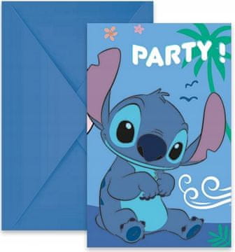 Procos Vabila za rojstnodnevno zabavo STITCH & ANGEL Lilo Disney s kuvertami, 6 kosov.
