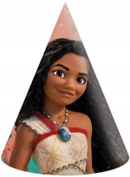 Procos VAIANA 2 Moana II Disneyjevi papirnati klobuki za rojstni dan, 6 kosov.
