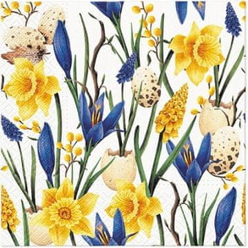 Paw Papirnate serviete SPRING FLOWERS Travniške narcise Rojstni dan 33x33cm 20 kosov.