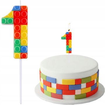 GoDan SVEČA Izbira torte Torta ŠTEVILKA 1 Ena BARVITA KOCA Rojstni dan 10 cm