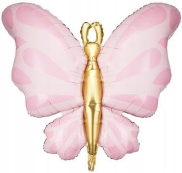 Folija balon BUTTERFLY roza rojstni dan enoletnik spomladanski travnik otroška zabavna zabava 69x69 cm
