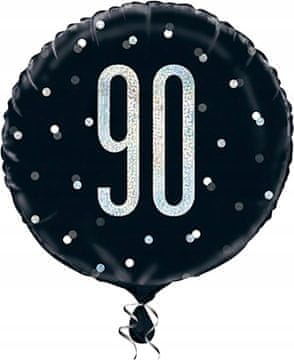 Unique Črn sijoč folijski balon za 90. rojstni dan, dekoracija za zabavo, 45 cm