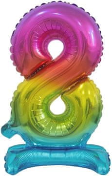 GoDan B&C folija balon številka 8 stoječa mavrica 38 cm