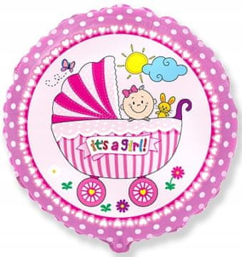 Flexmetal 45 cm FX folijski balon - otroški voziček, roza