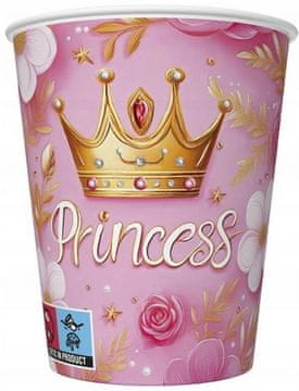 Papirnati lončki Pink Princess Crown za rojstni dan princese 250 ml 8 kosov.