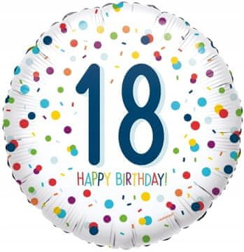 Amscan Folija balon barvit konfeti za 18. rojstni dan, dekoracija za osemnajsti rojstni dan 43 cm