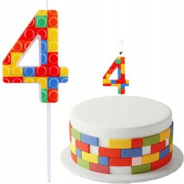 GoDan SVEČA Torta Picker ŠTEVILKA 4 Štirje BARVITNI KOSOKI Rojstni dan 10 cm