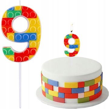 GoDan SVEČA Piker Cake Torta ŠTEVILKA 9 Devet BARVITIH KOCOROV Rojstni dan 10 cm