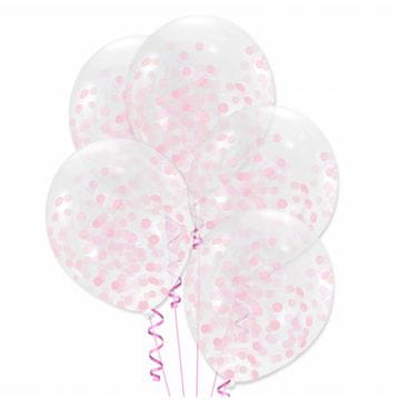PartyPal Konfeti baloni ROZA VELIKI 30 cm 5 kosov.