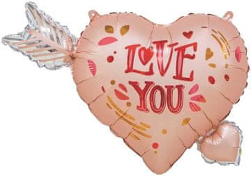 Mejix Folija balon s srčno puščico in motivom Kupida za Valentinovo 69x54