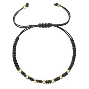 Evolution Group Ekskluzivna črna zapestnica Kabbalah z zlatimi kroglicami 93T00101 črna