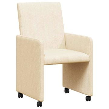 Vidaxl Jedilni stoli s kolesi s kolesi 2 pcs krema 57 x 66 x 94 cm