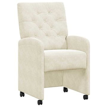 Vidaxl Jedilni stoli s kolesi 2 pcs krema 58 x 67 x 97 cm Žamet