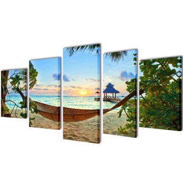 Vidaxl Set platen s printom peščene plaže in mreže 100 x 50 cm