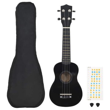 Vidaxl Otroški ukulele soprano s torbo črn 21"