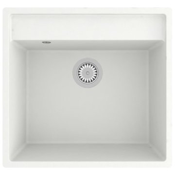 Vidaxl Kuhinjsko pomivalno korito z luknjo bel granit