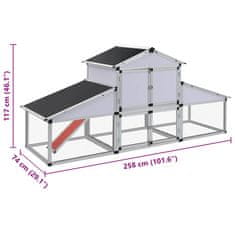 Vidaxl Kokošnjak z izhodom na prosto in gnezdiščem aluminij