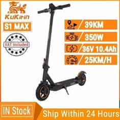 KuKirin Električni skuter S1 Max - 10,4 Ah 350 W - doseg 39 km - 28 km/h - zložljiv - 8-palčne pnevmatike - vodoodporen IP54